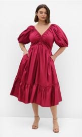 Gracie V Neck Cotton Midi Dress - raspberry at City Chic